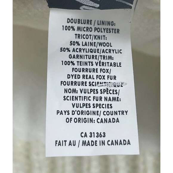 KYI KYI WOMEN’S CLASSIC FOX FUR WAFFLE KNIT POM POM BEANIE IVORY, ONE SIZE - Picture 8 of 8